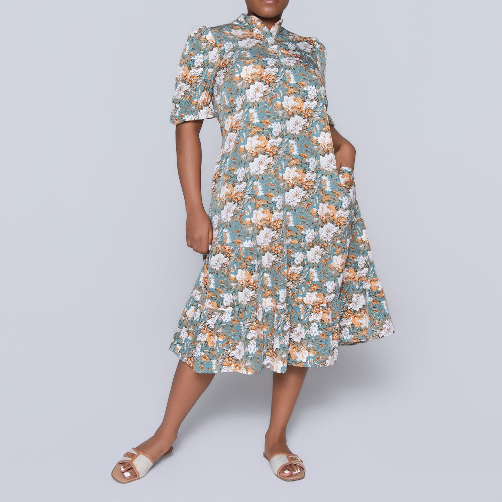 Short Sleeve Plus Size Foil Print Tunic