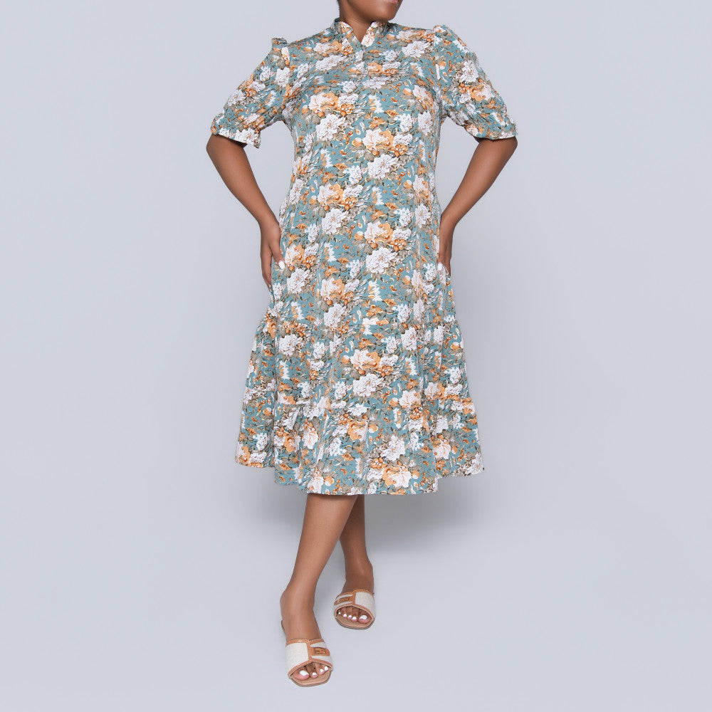 Short Sleeve Plus Size Foil Print Tunic