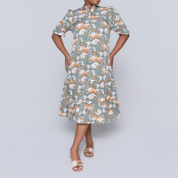 Short Sleeve Plus Size Foil Print Tunic