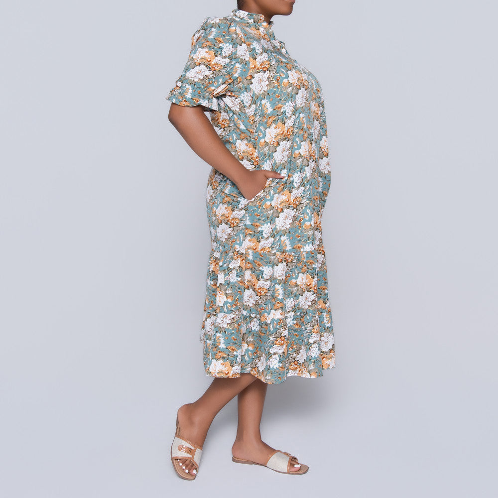 Short Sleeve Plus Size Foil Print Tunic