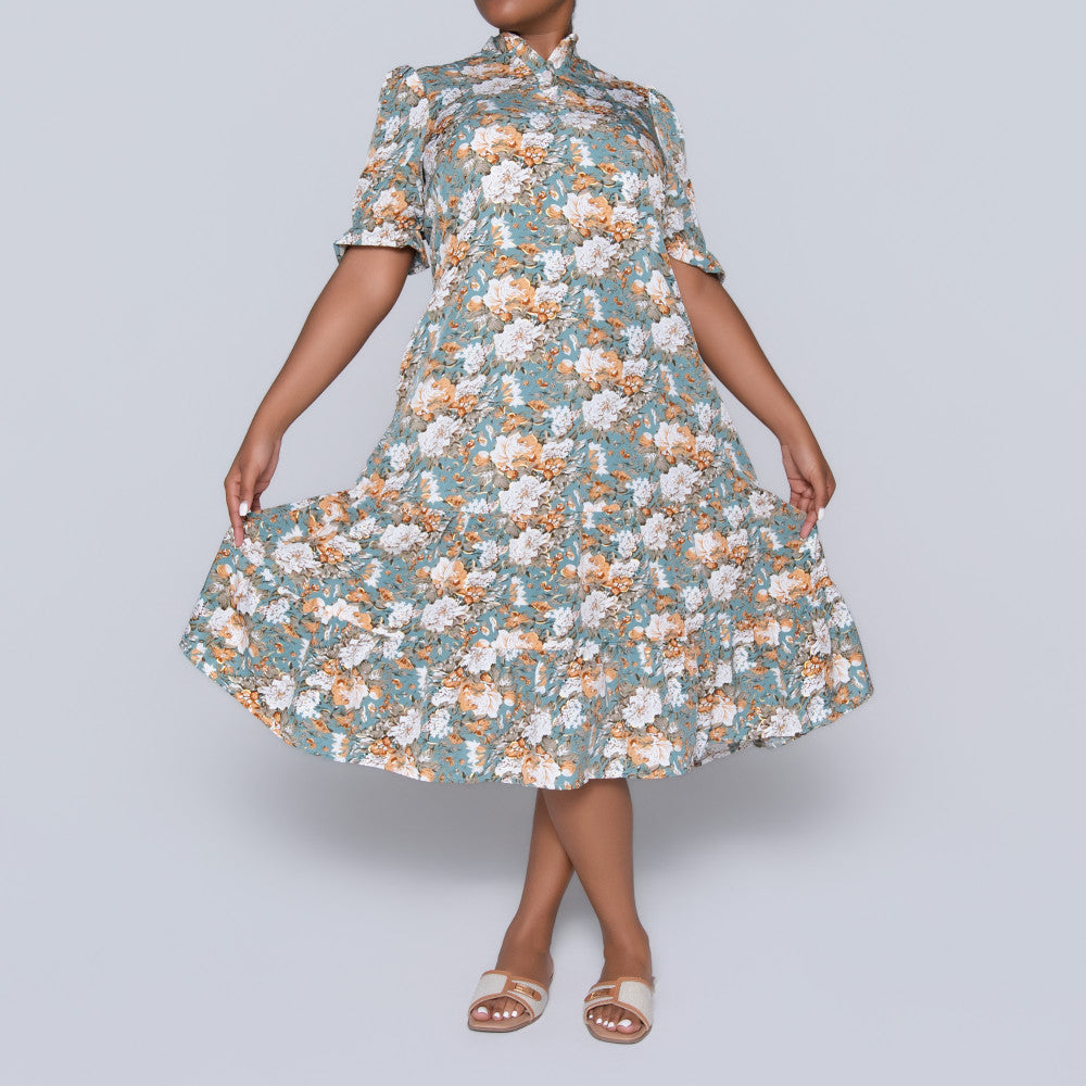 Short Sleeve Plus Size Foil Print Tunic