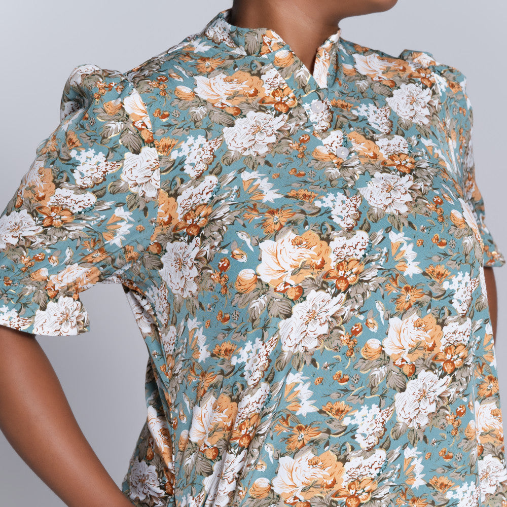 Short Sleeve Plus Size Foil Print Tunic