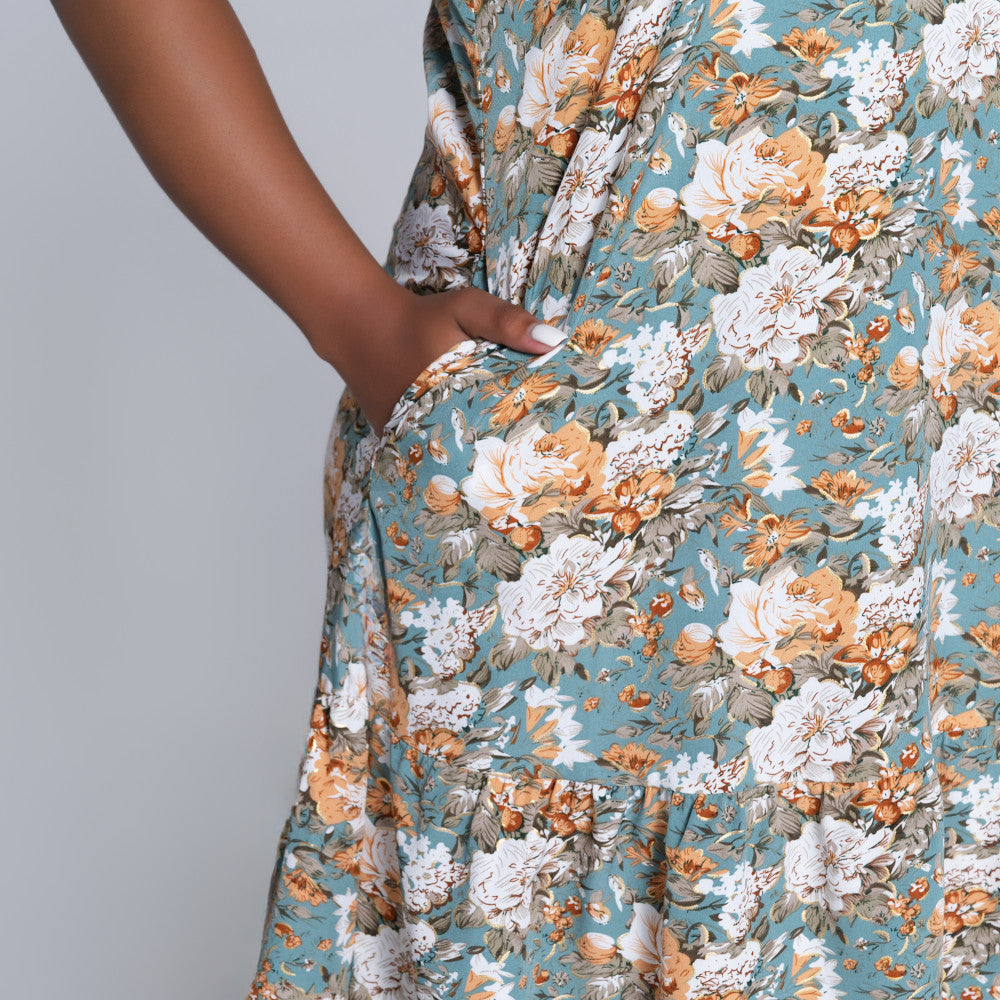 Short Sleeve Plus Size Foil Print Tunic