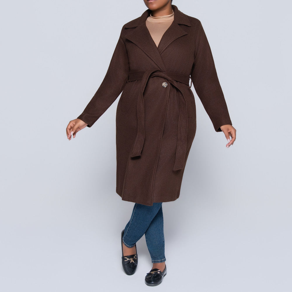 Choc Plus Size Melton Jacket
