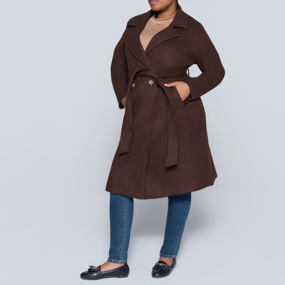 Choc Plus Size Melton Jacket