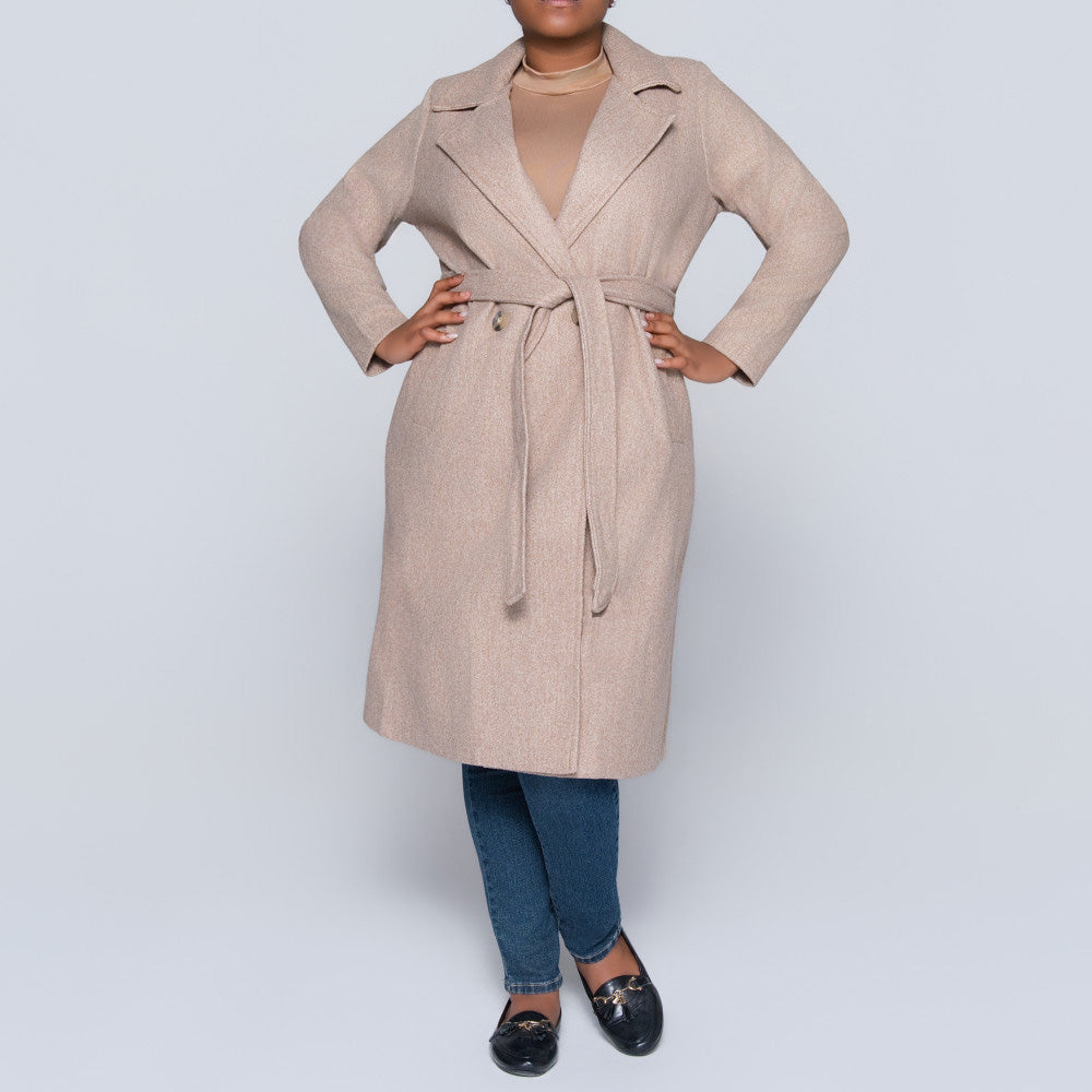 Stone Plus Size Melton Jacket