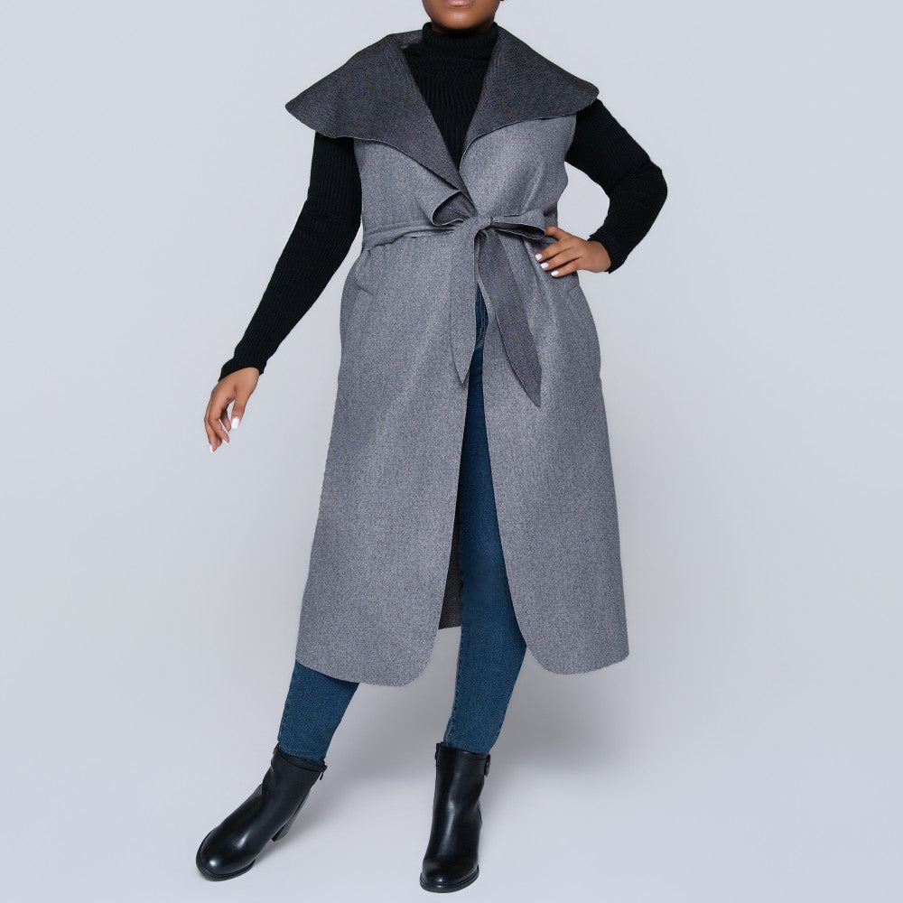 Grey Plus Size Melton Jacket