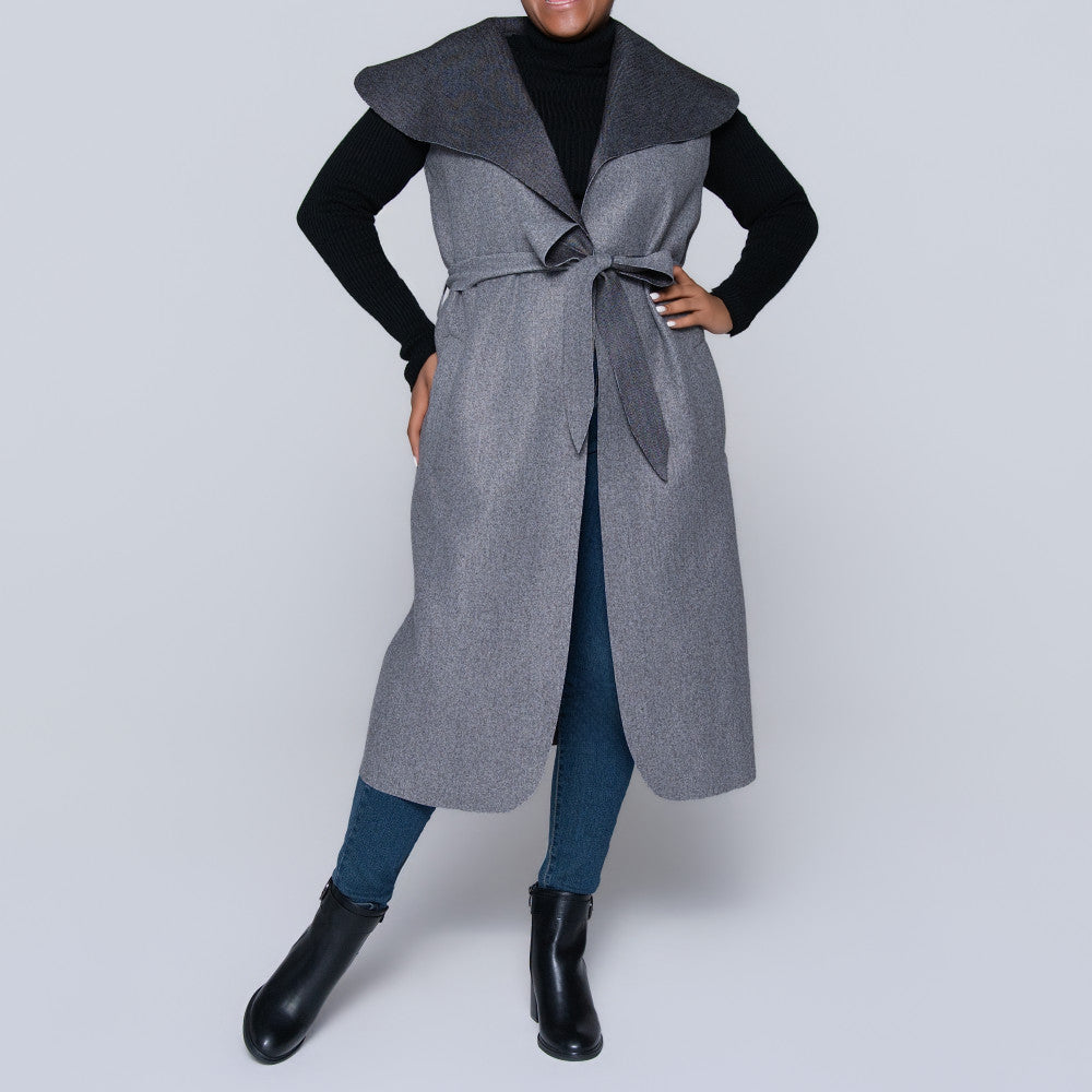 Grey Plus Size Melton Jacket