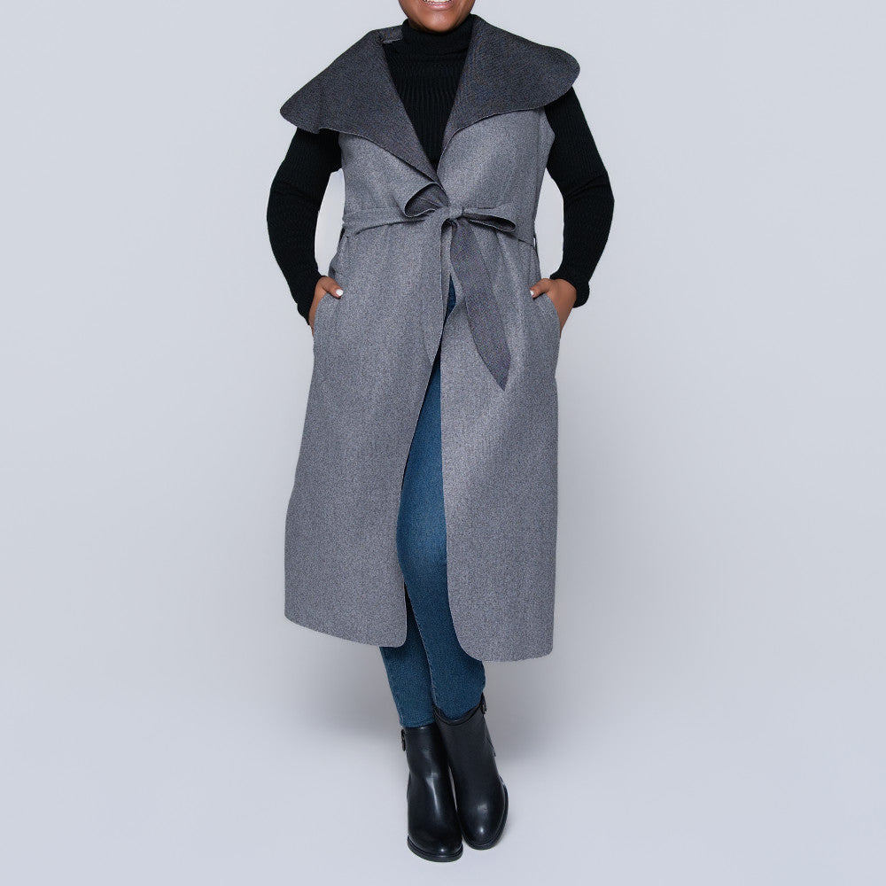 Grey Plus Size Melton Jacket
