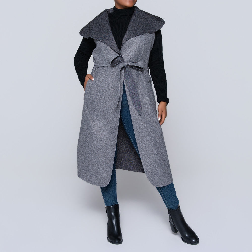 Grey Plus Size Melton Jacket