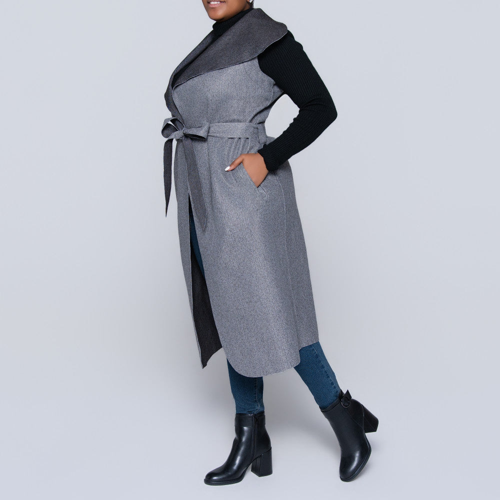 Grey Plus Size Melton Jacket