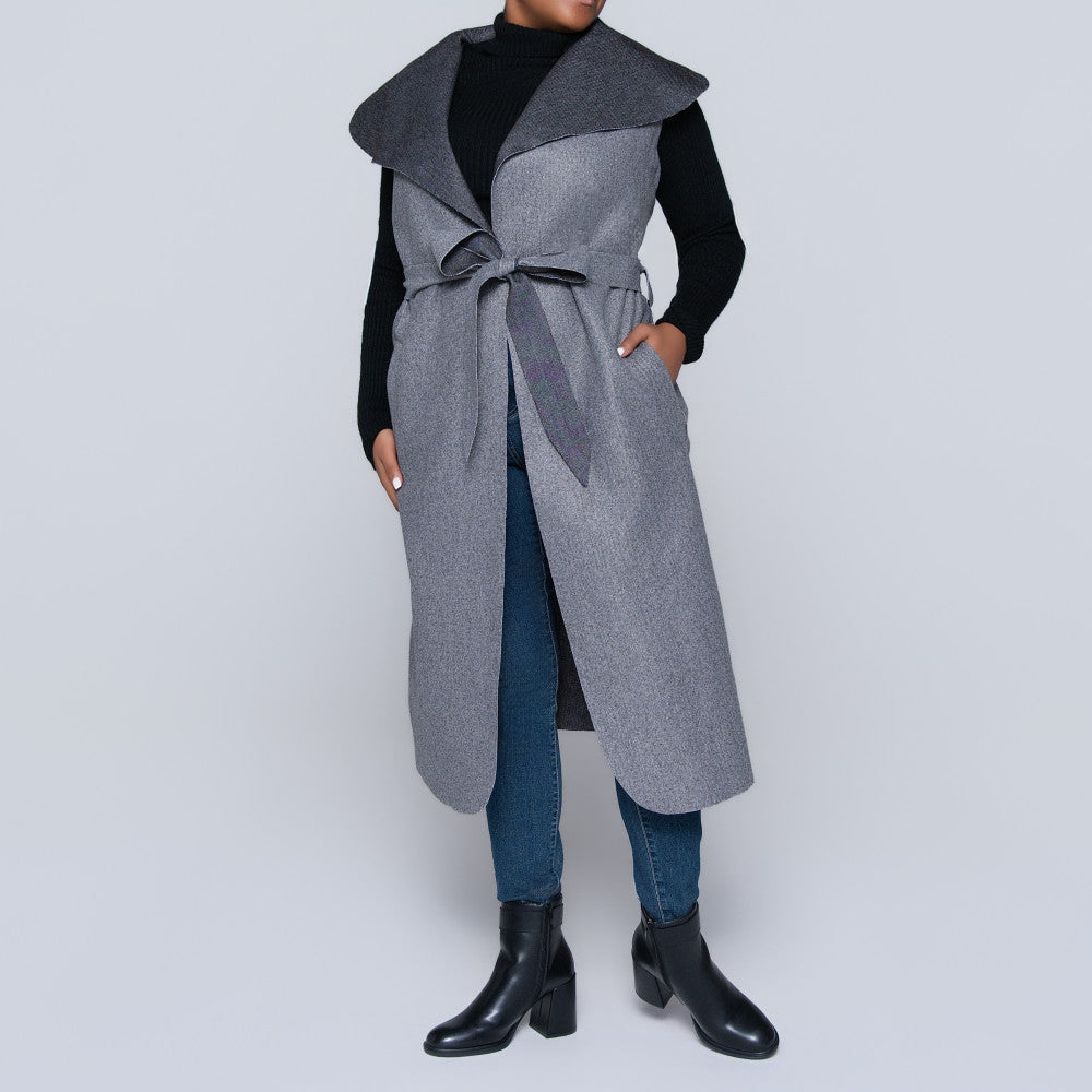 Grey Plus Size Melton Jacket