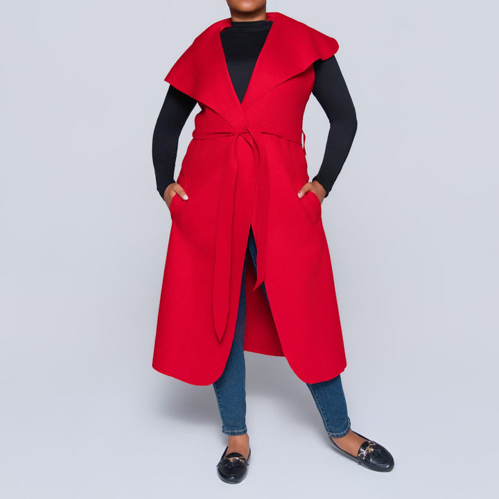 Red Plus Size Melton Jacket
