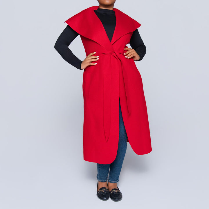 Red Plus Size Melton Jacket