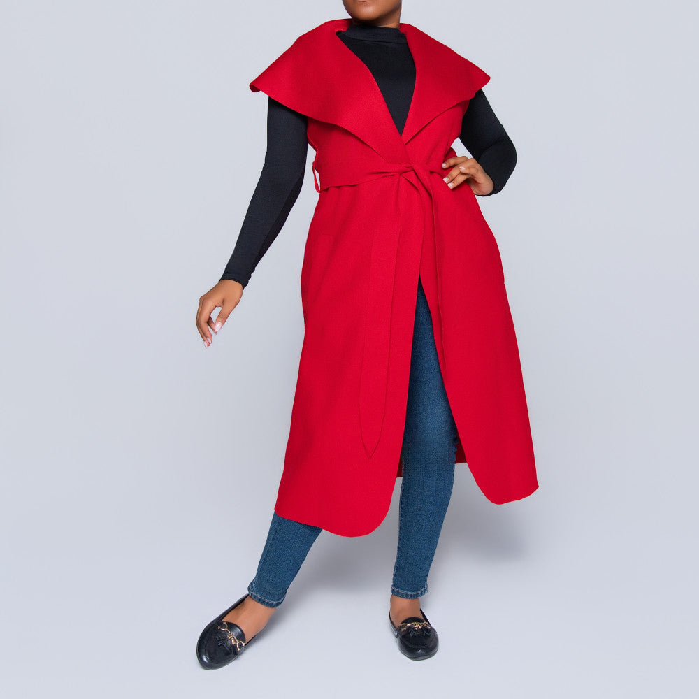 Red Plus Size Melton Jacket