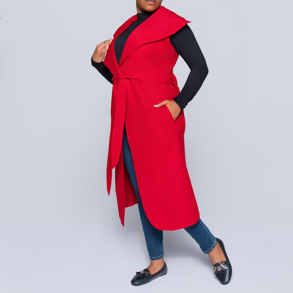 Red Plus Size Melton Jacket