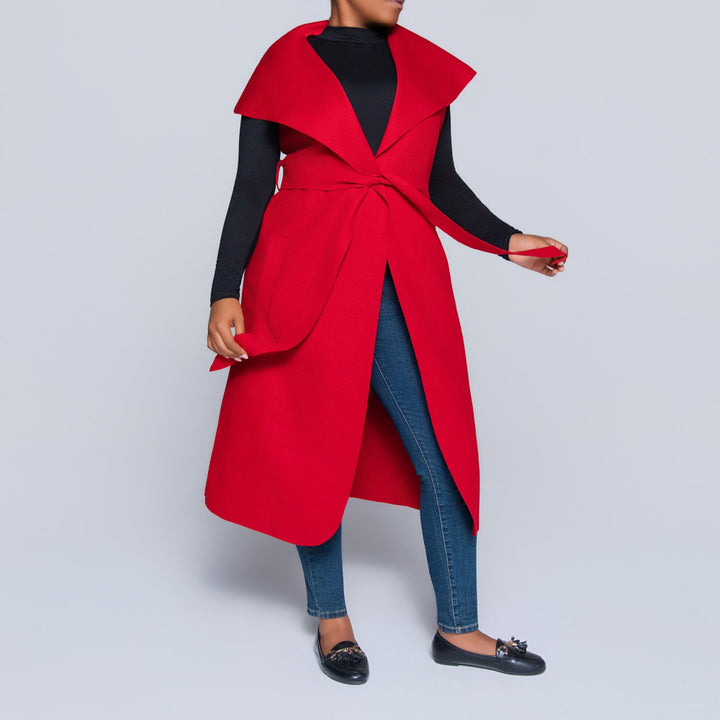 Red Plus Size Melton Jacket