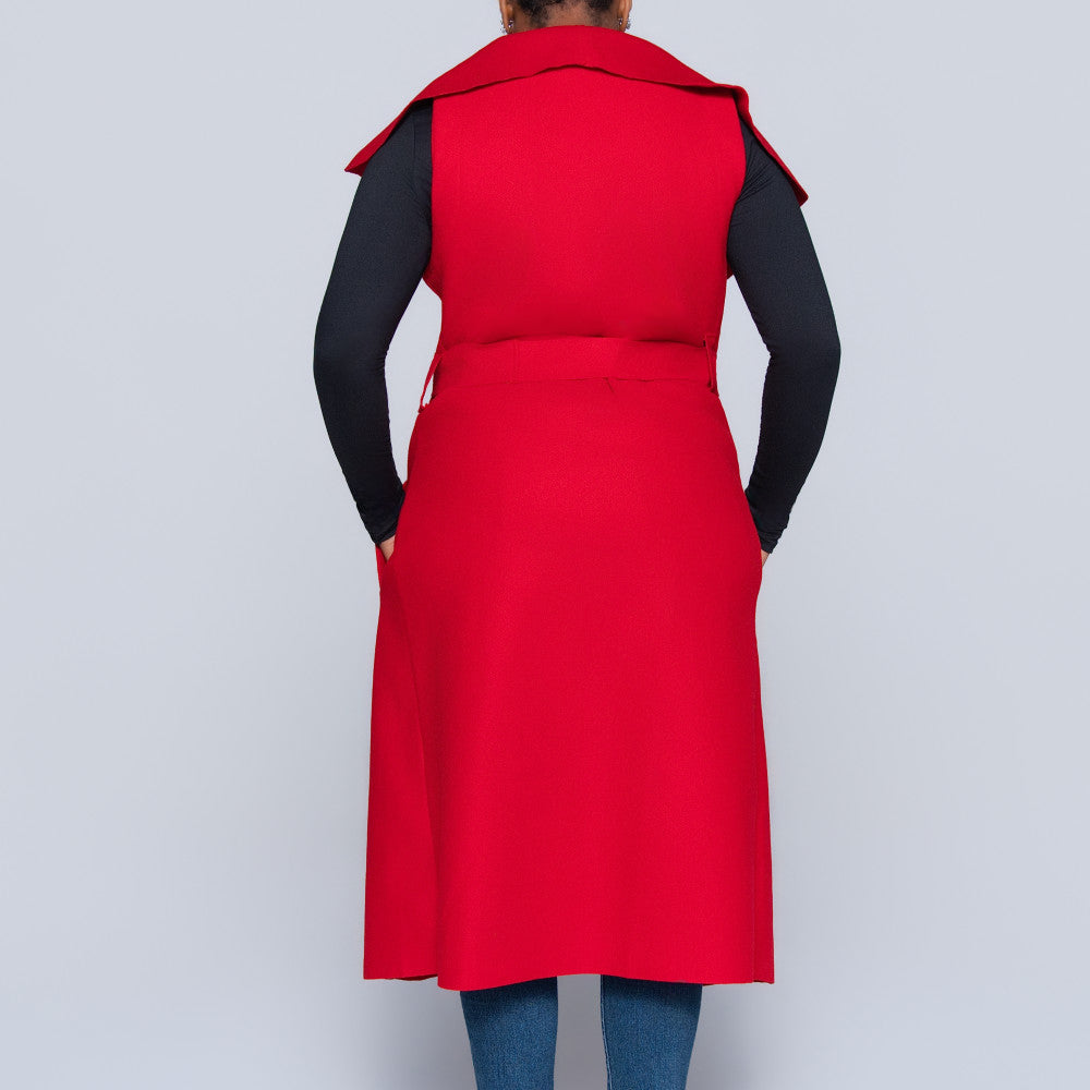 Red Plus Size Melton Jacket