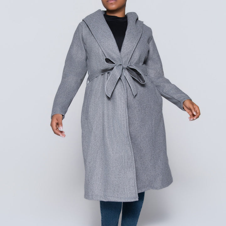 Grey Long Sleeve Plus Size Melton Jacket