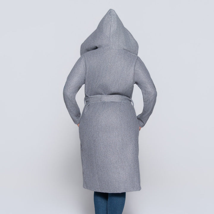 Grey Long Sleeve Plus Size Melton Jacket