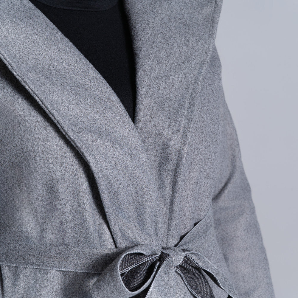 Grey Long Sleeve Plus Size Melton Jacket