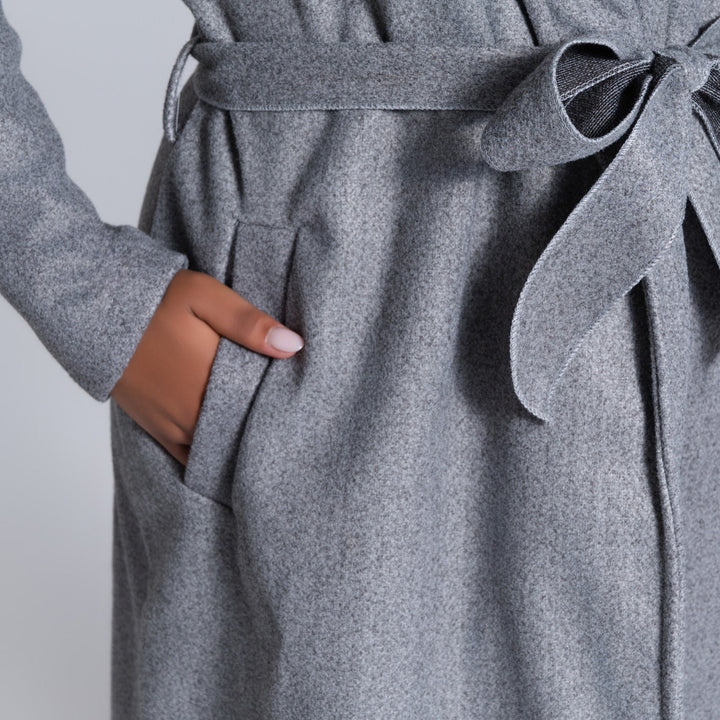 Grey Long Sleeve Plus Size Melton Jacket