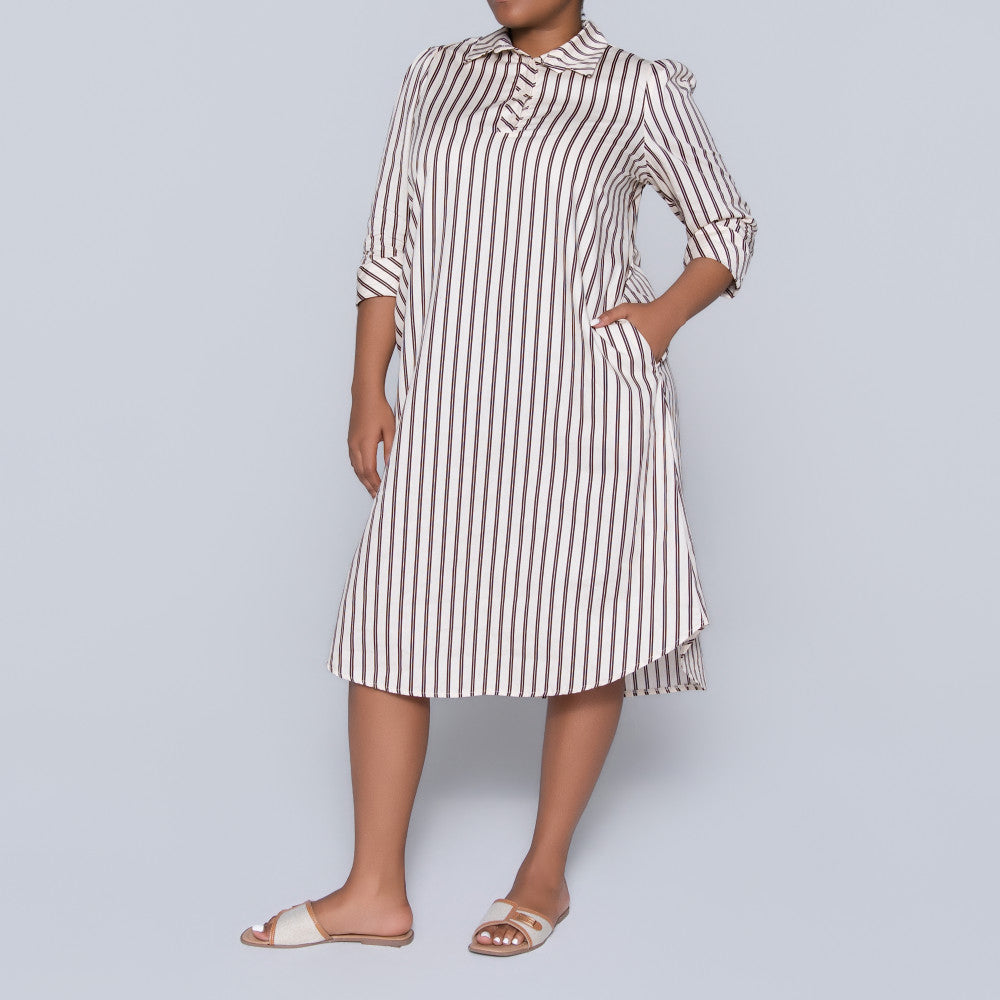 Plus Size Striped Poplin Tunic