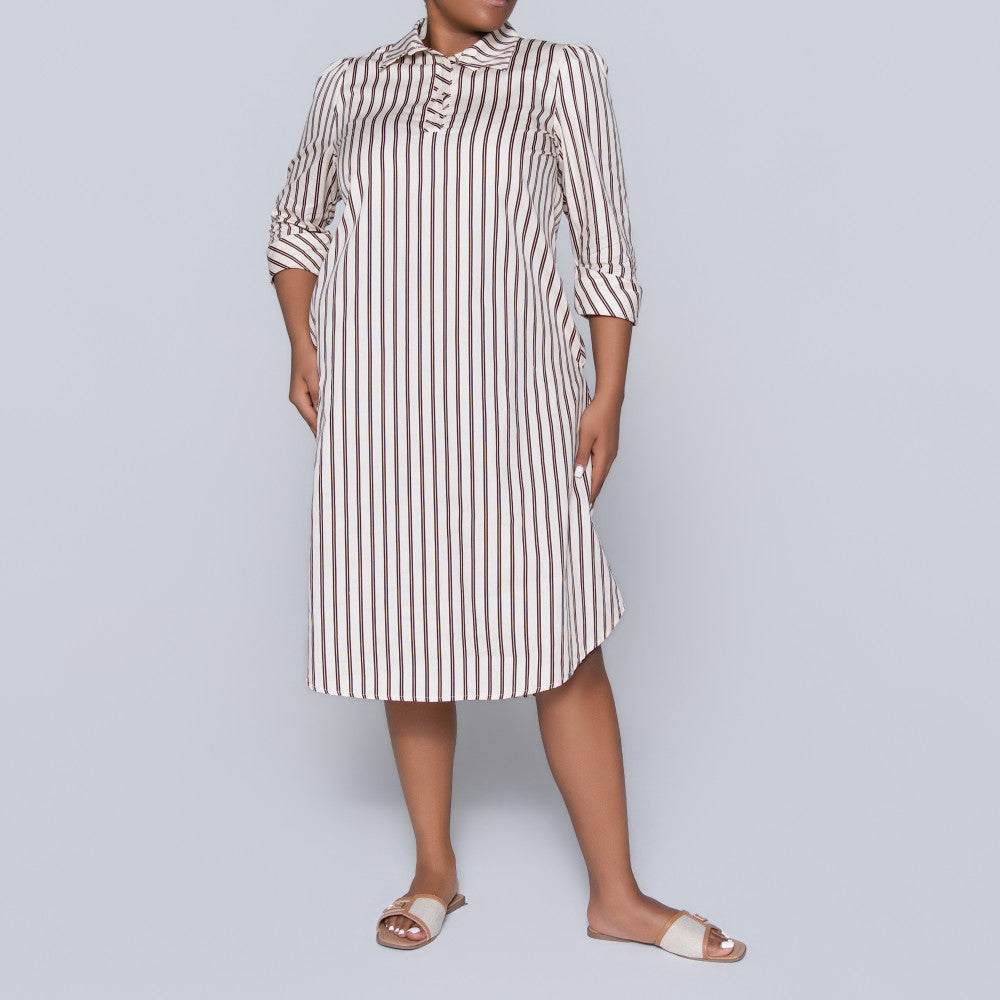 Plus Size Striped Poplin Tunic