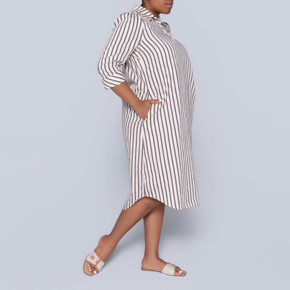 Plus Size Striped Poplin Tunic