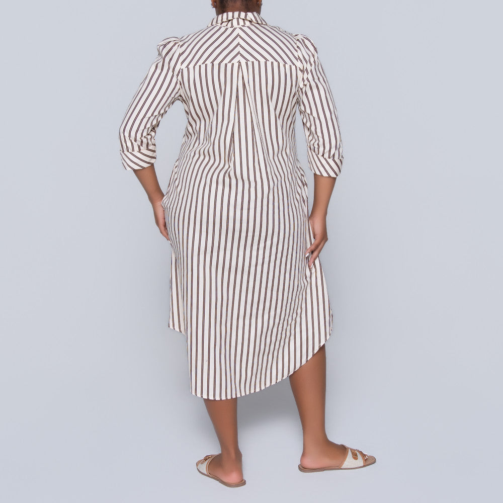 Plus Size Striped Poplin Tunic