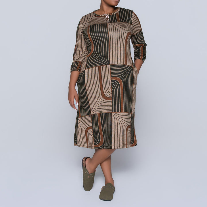 Plus Size Printed Jersey Knit Dress