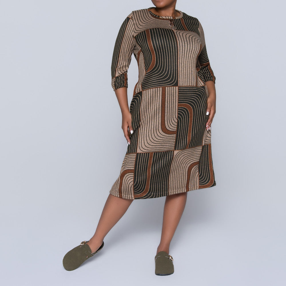 Plus Size Printed Jersey Knit Dress