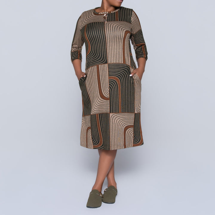 Plus Size Printed Jersey Knit Dress
