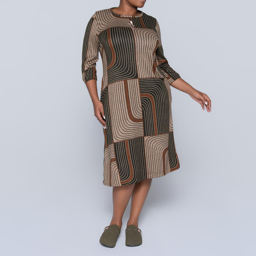 Plus Size Printed Jersey Knit Dress