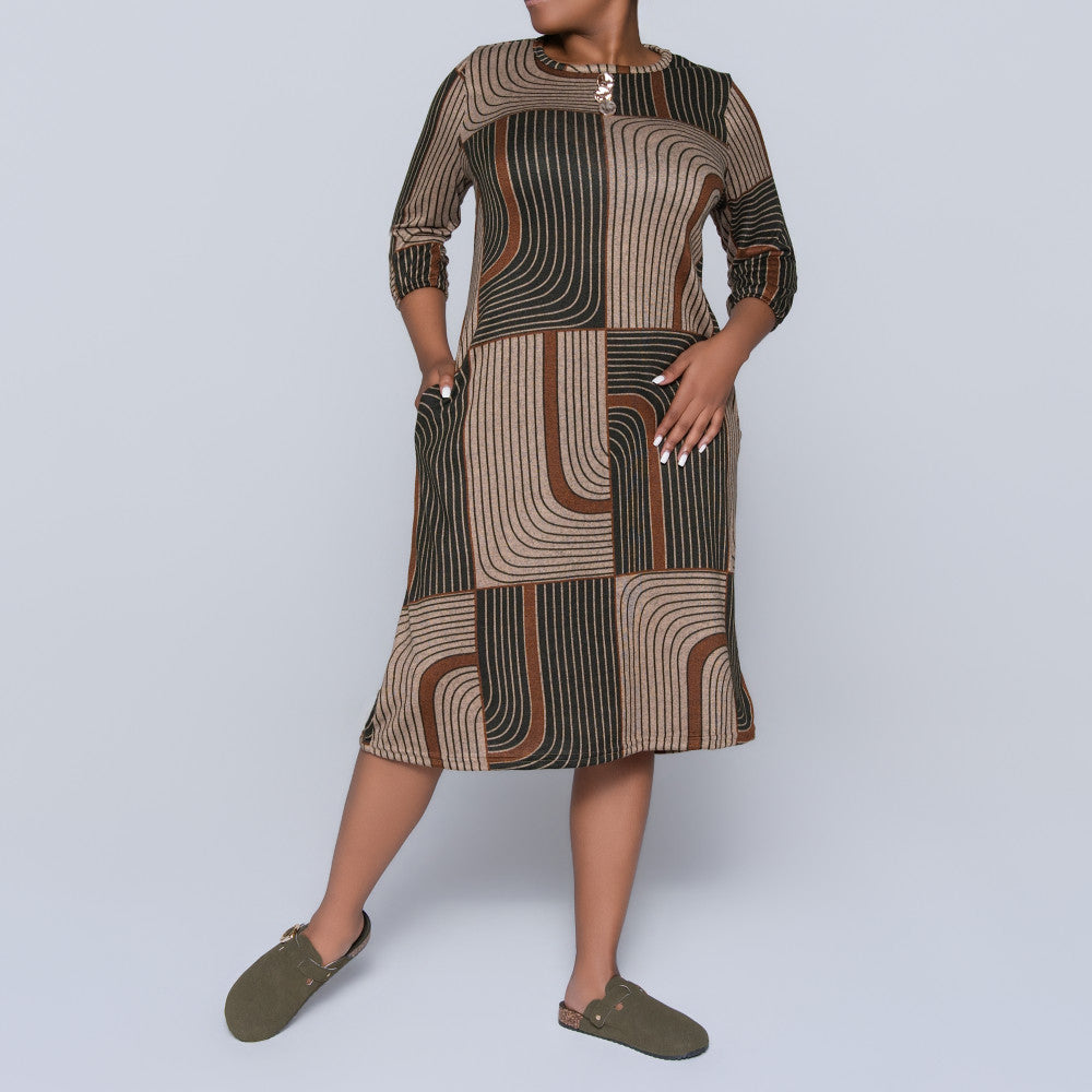 Plus Size Printed Jersey Knit Dress