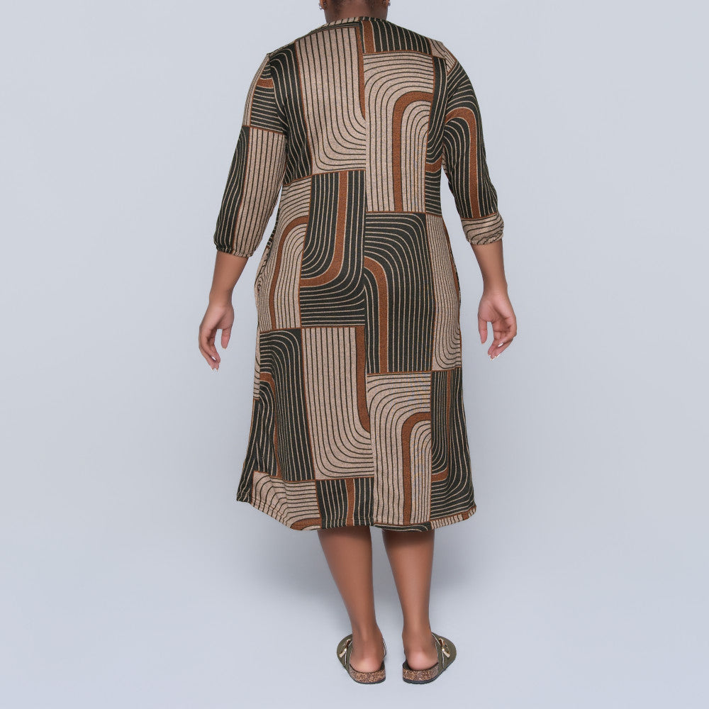 Plus Size Printed Jersey Knit Dress