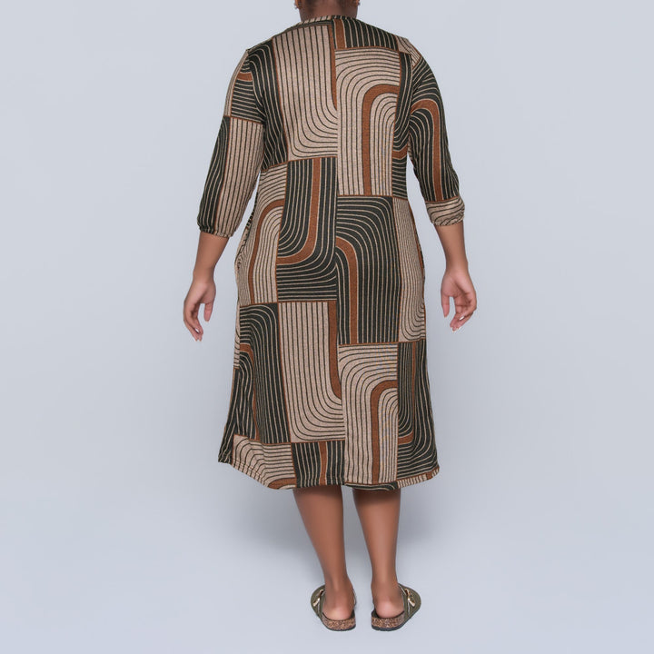 Plus Size Printed Jersey Knit Dress