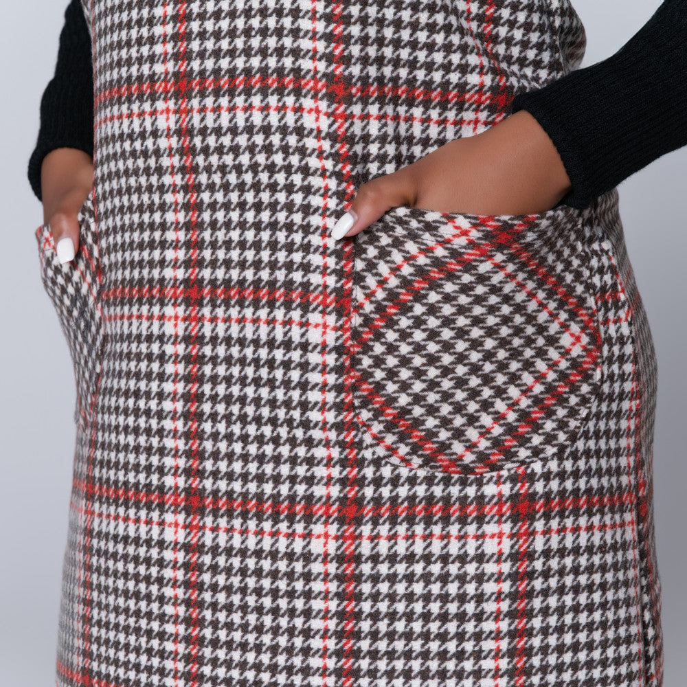 Check Print Melton Plus Size  Pinafore Dress
