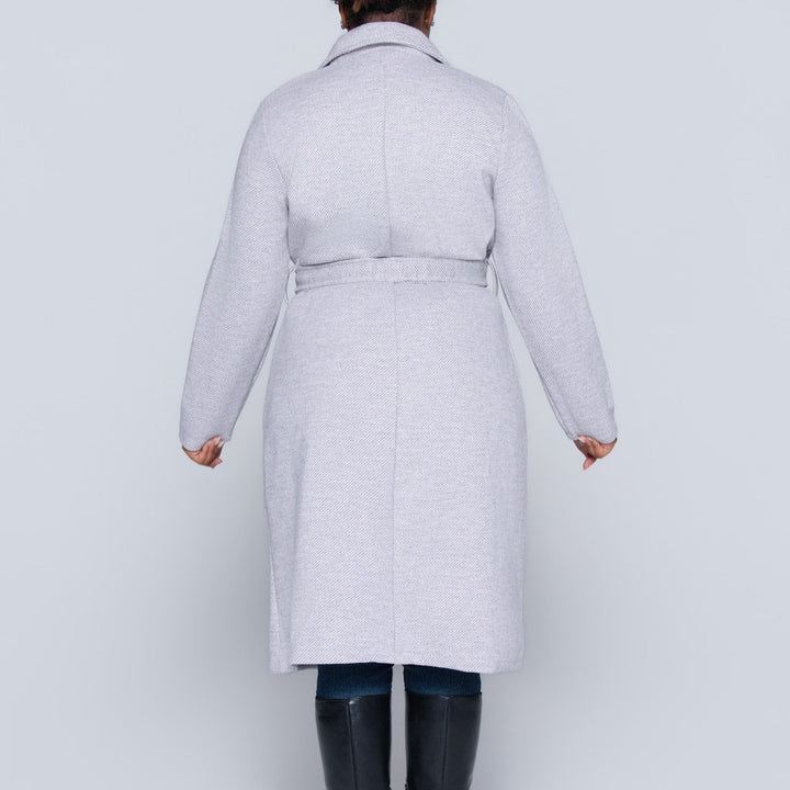 Tie-Belt Light Mink Plus Size Melange Twill Jacket