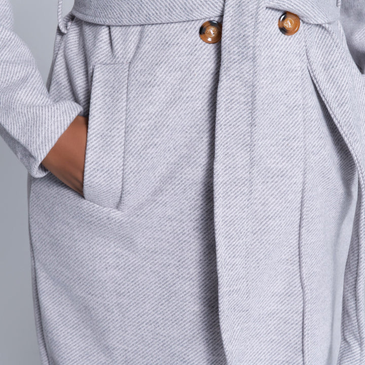 Tie-Belt Light Mink Plus Size Melange Twill Jacket