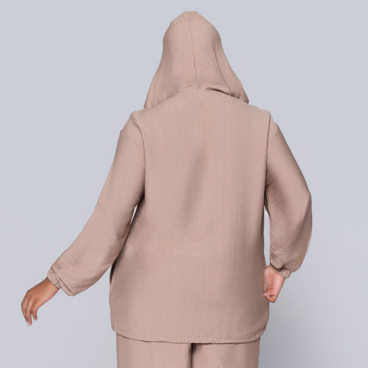 Plus Size Mocca Hooded Zip Top