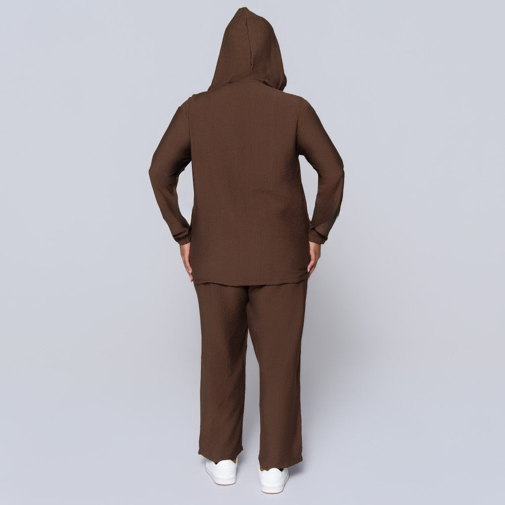 Plus Size Choc Hooded Zip Top