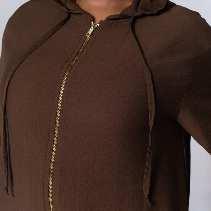Plus Size Choc Hooded Zip Top