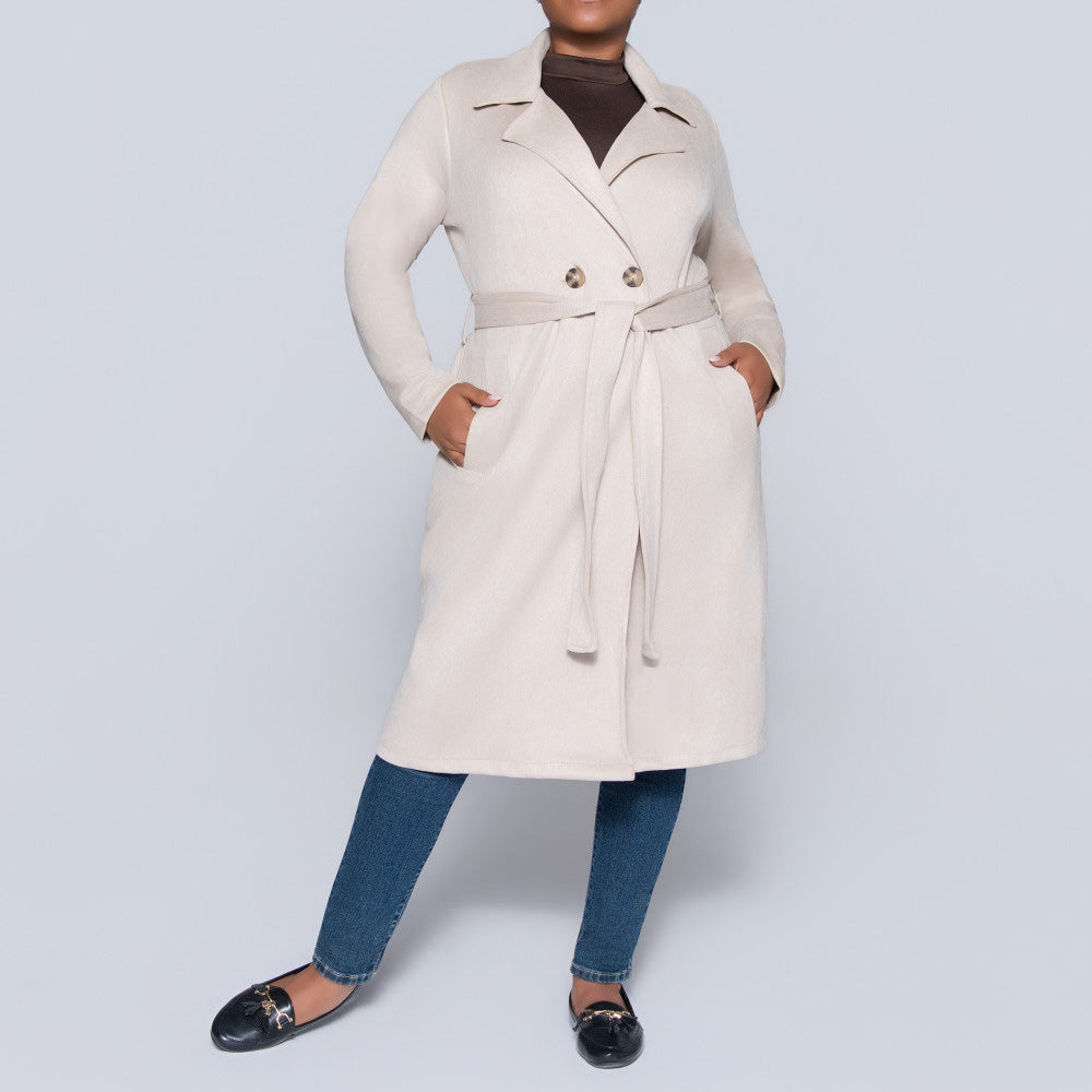 Plus Size Fawn Long Sleeve Suede Scuba Jacket