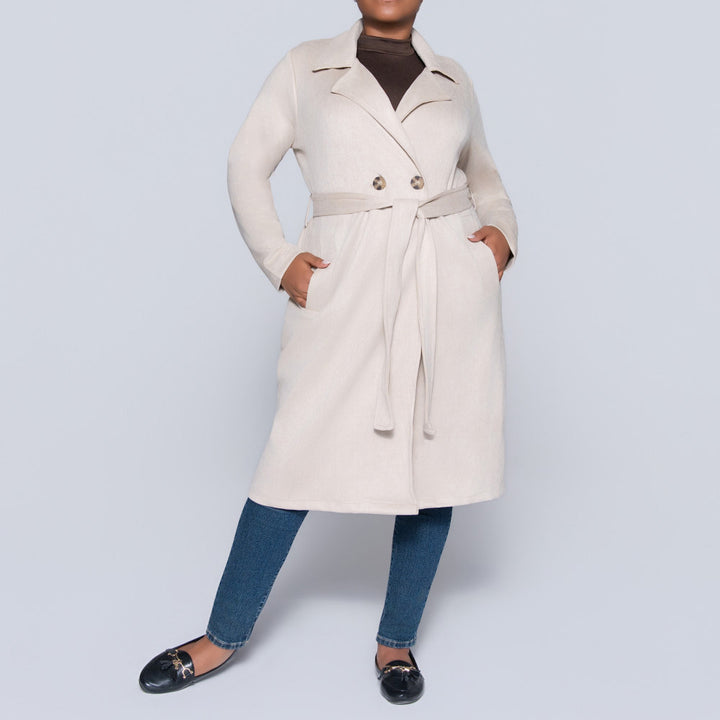 Plus Size Fawn Long Sleeve Suede Scuba Jacket
