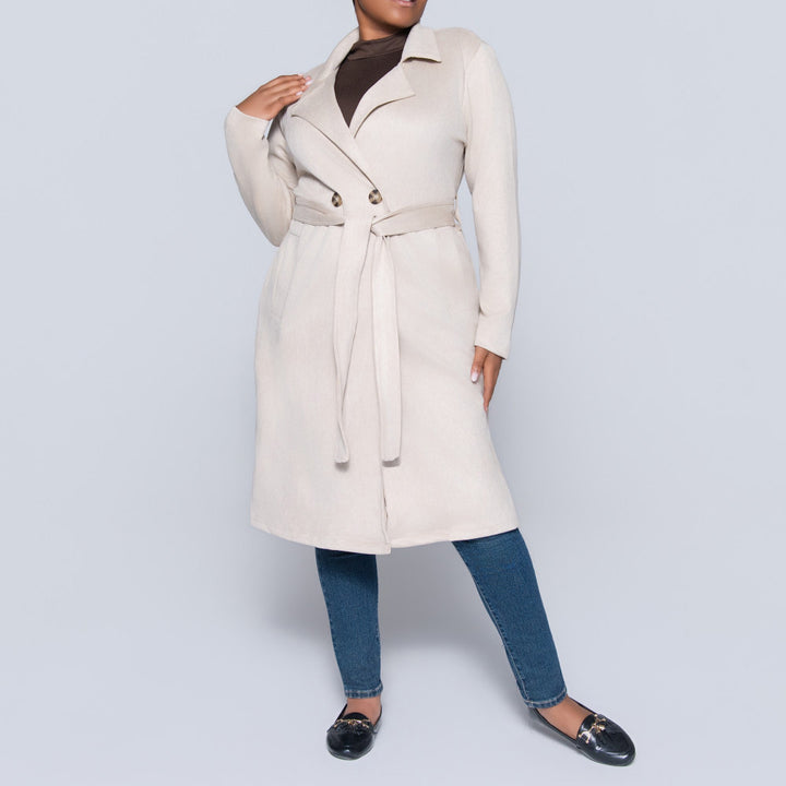 Plus Size Fawn Long Sleeve Suede Scuba Jacket