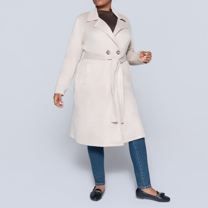 Plus Size Fawn Long Sleeve Suede Scuba Jacket