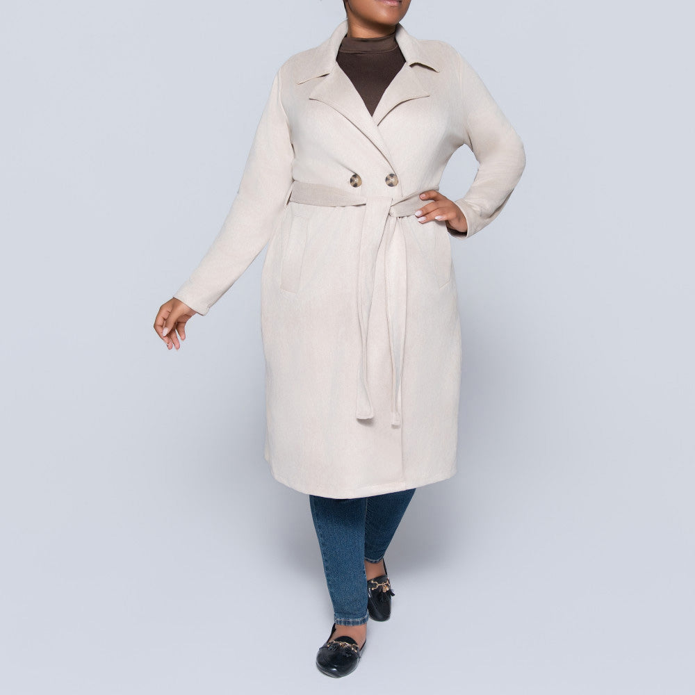 Plus Size Fawn Long Sleeve Suede Scuba Jacket