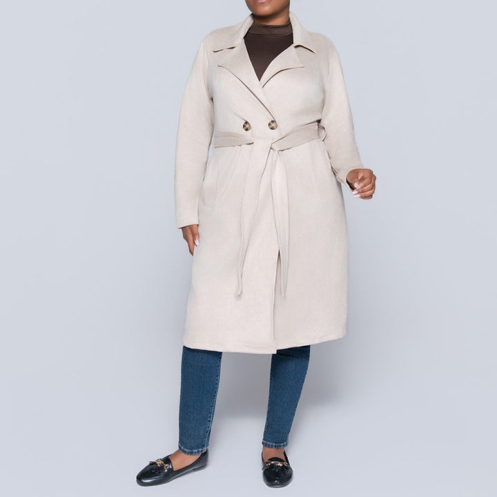 Plus Size Fawn Long Sleeve Suede Scuba Jacket