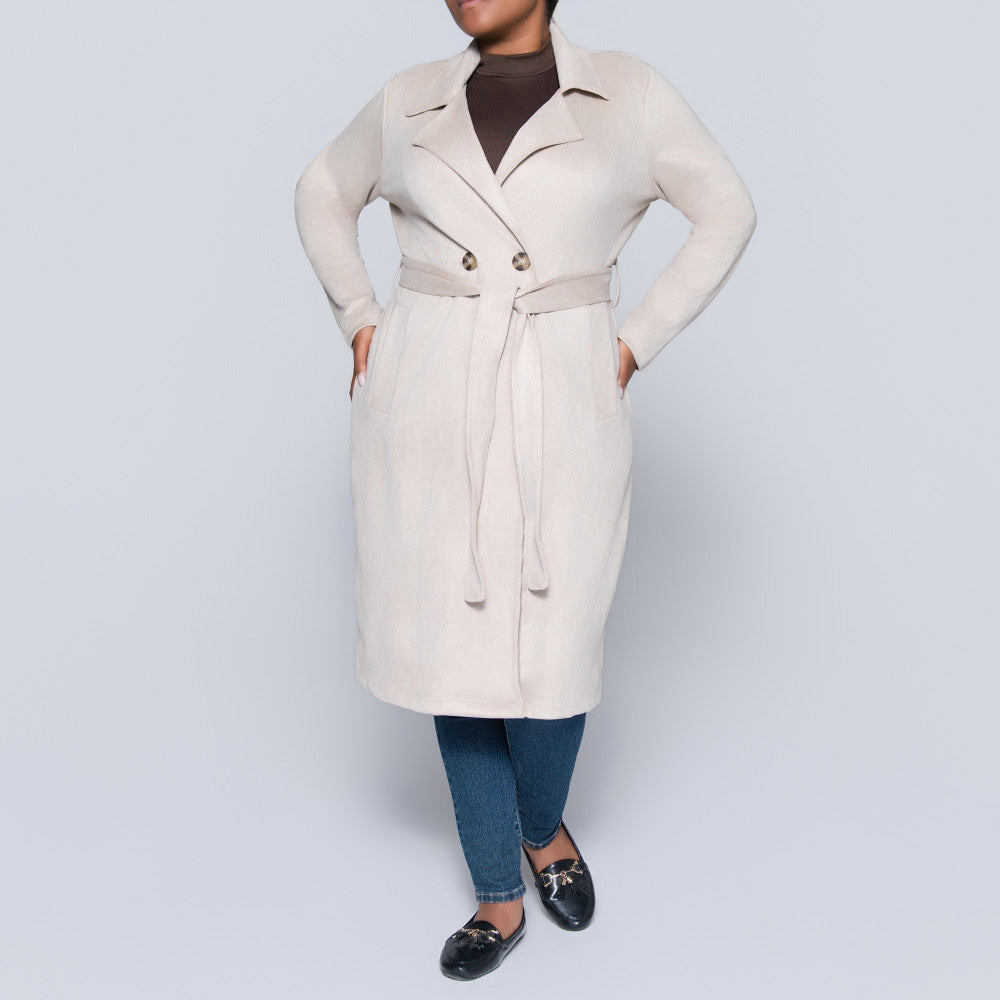 Plus Size Fawn Long Sleeve Suede Scuba Jacket